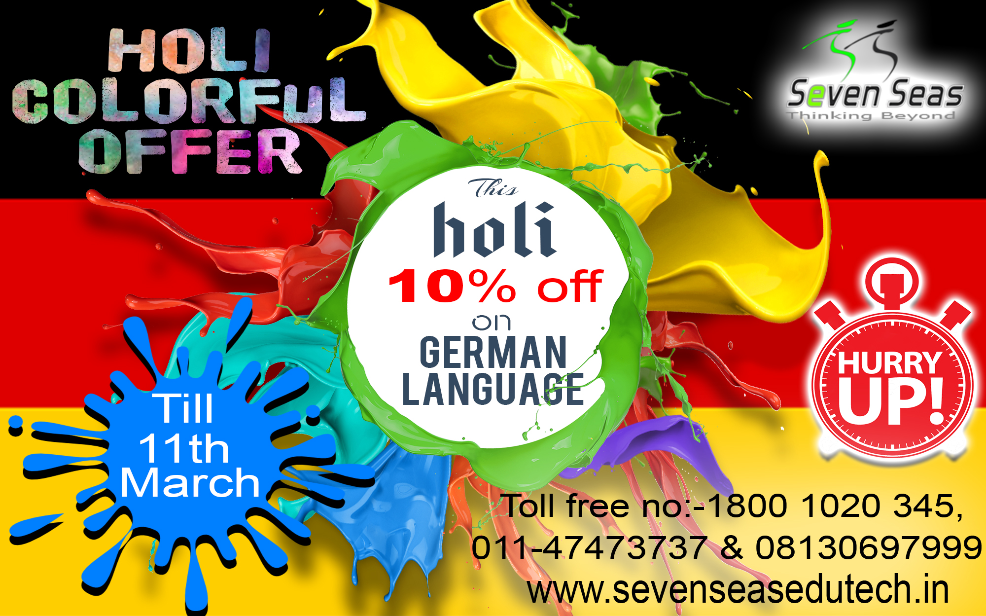 Get 10% Discount on Fees for Weekdays Classes For German Language in Delhi at Sevenseas Edutech