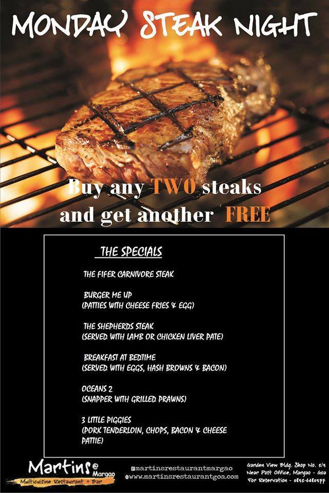 Steak it up at Martin’s Restaurant, Goa!