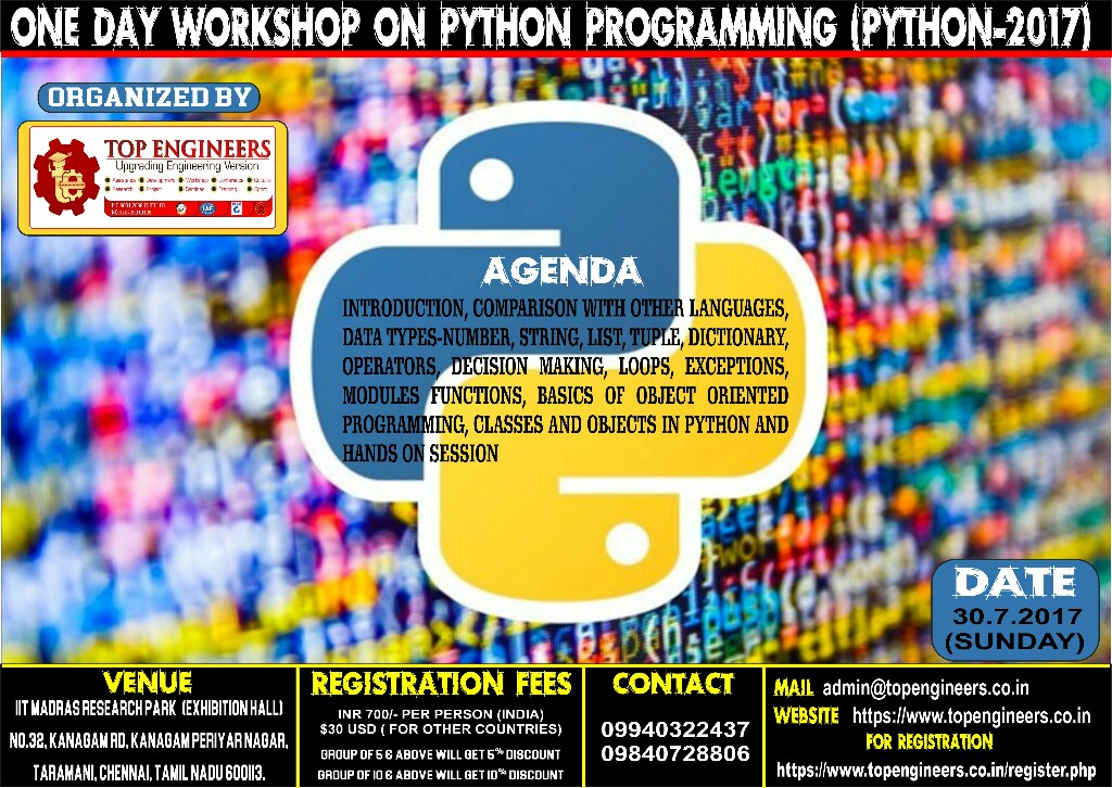 ONE DAY WORKSHOP ON PYTHON PROGRAMMING (PYTHON-2017) 