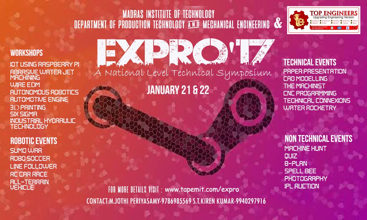 EXPRO'17 - A National Level Technical Symposium organised by The Association of Production Engineering and Mechanical Engineering in Association with Top Engineers