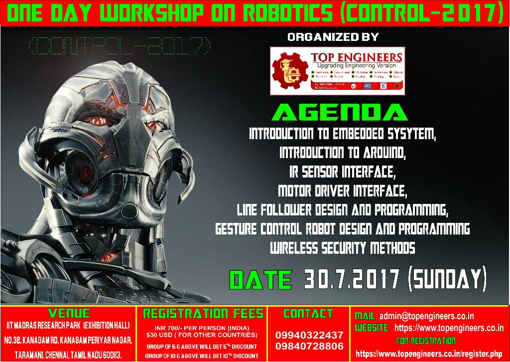 ONE DAY WORKSHOP ON ROBOTICS (CONTROL-2017)