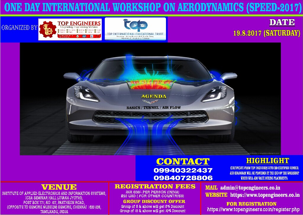 ONE DAY INTERNATIONAL WORKSHOP ON AERODYNAMICS (SPEED-2017)