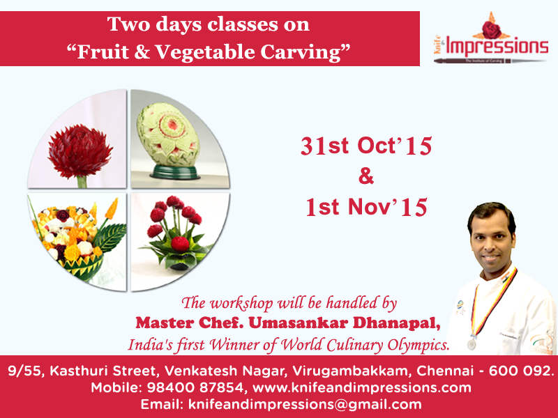 Two days classes on Fruit & Vegetable Carving