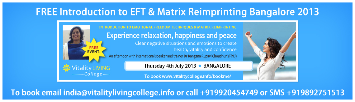 Stress Bust Seminar with introduction to EFT and Matrix Reimprinting Bangalore
