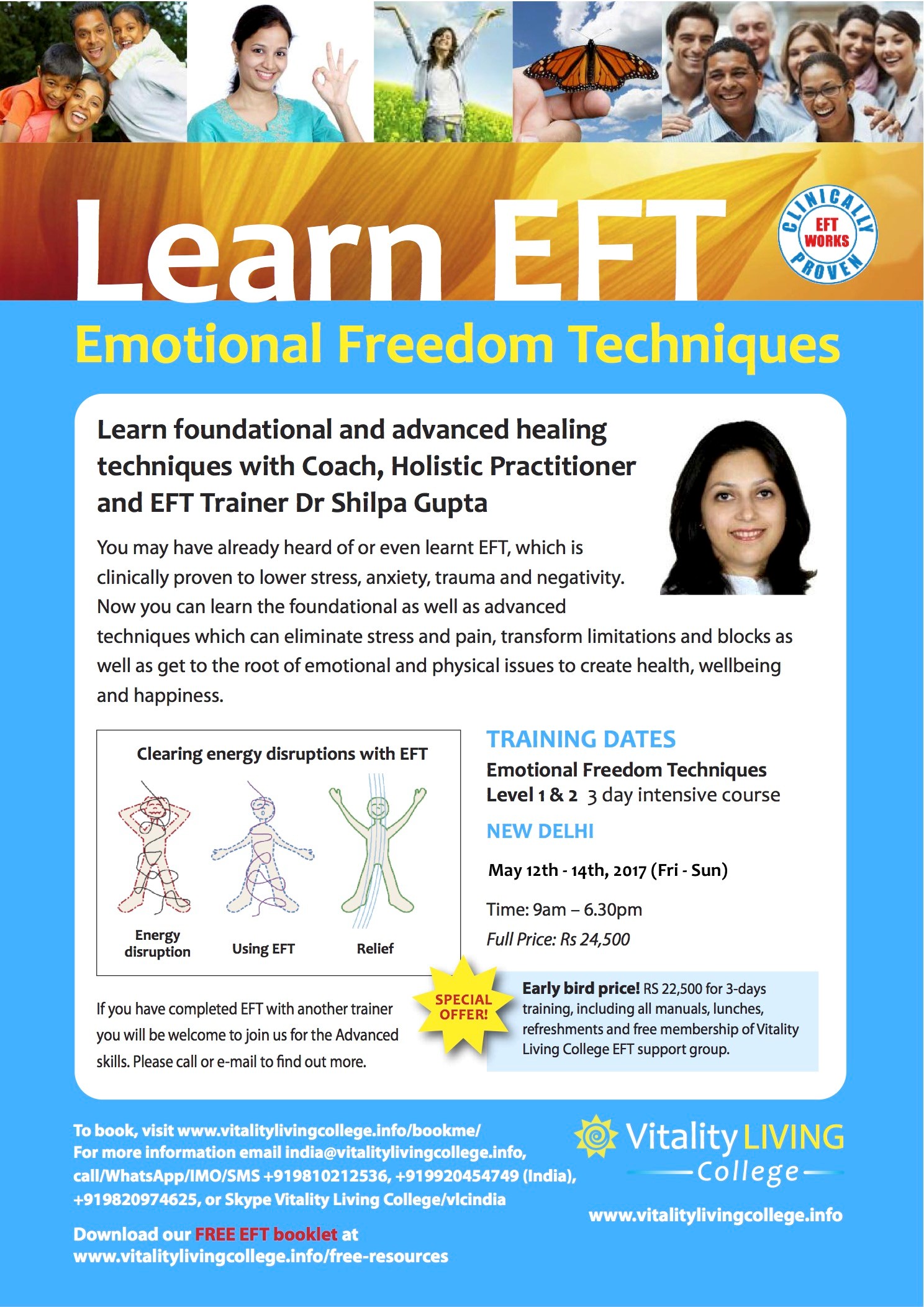 Emotional Freedom Techniques (EFT) Delhi May 2017 with Vitality Living College Accredited Trainer Dr. Shilpa Gupta