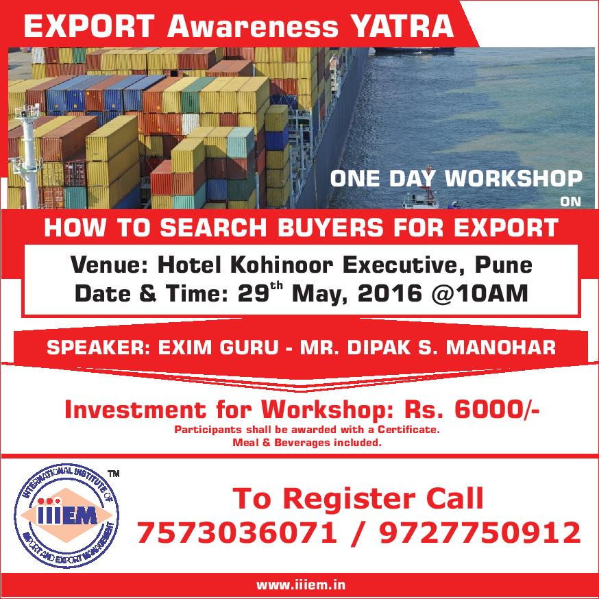 One Day Workshop at Pune - How to Search Buyers for Export
