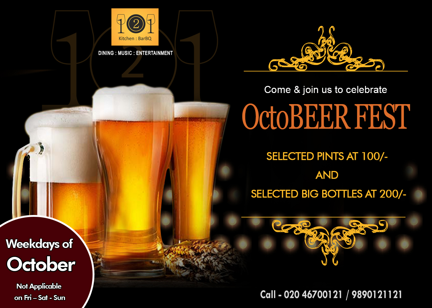 Pune Plan Beer Party at 121 Kitchen : BarBQ This October