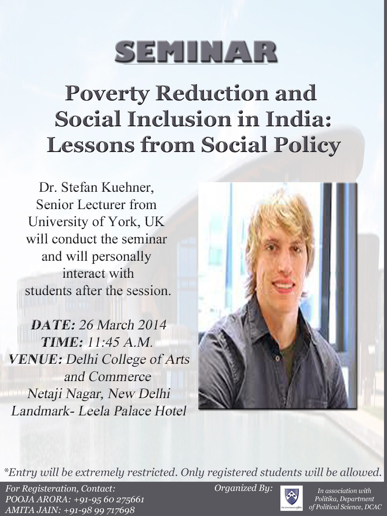Seminar: Poverty Reduction and Social Inclusion in India: Lessons from Social Policy
