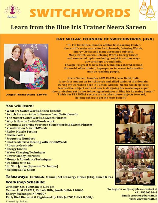 Learn SwitchWords by Blue Iris Trainer Neera Sareen on 29th July