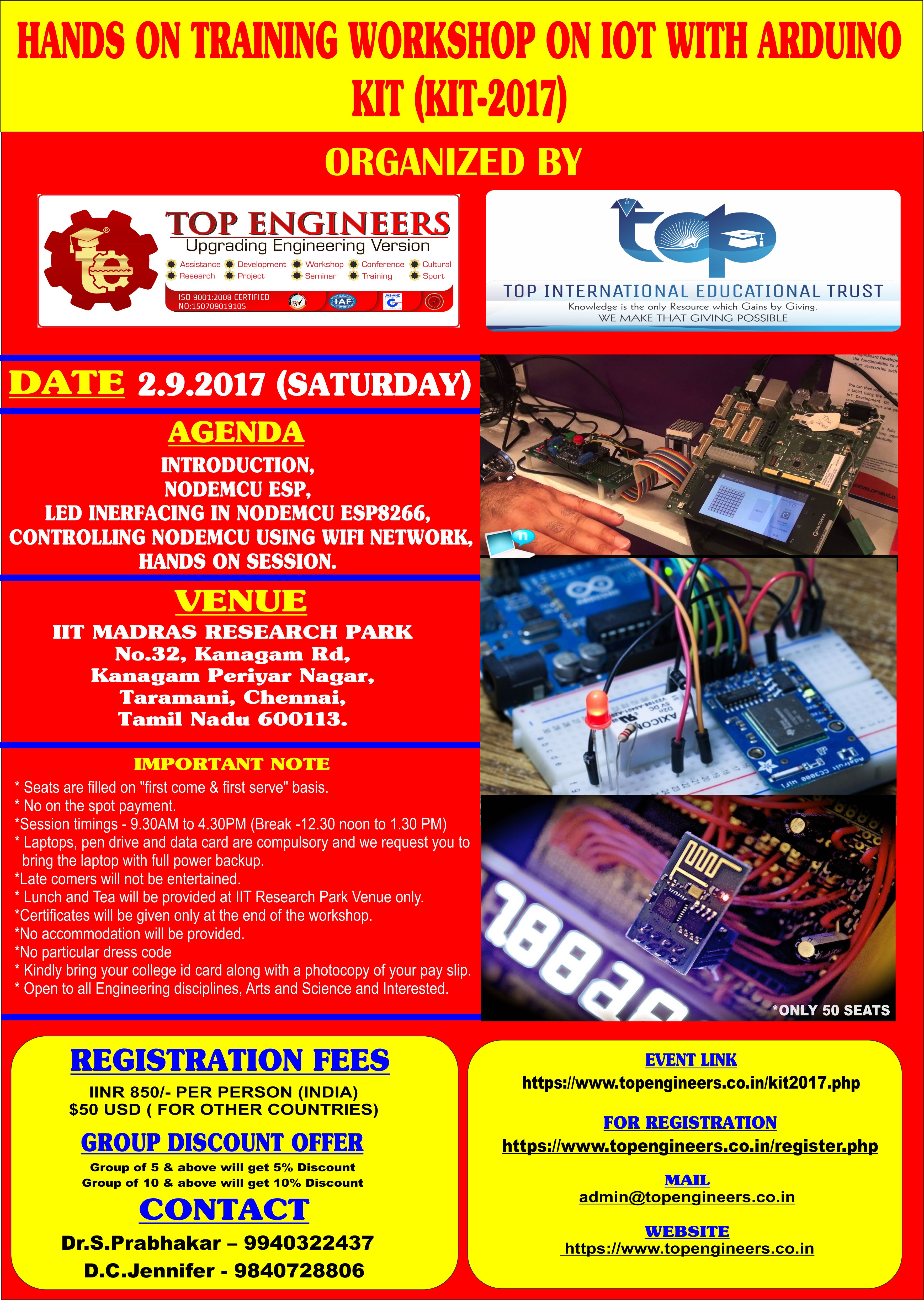 HANDS ON TRAINING WORKSHOP ON IOT WITH ARDUINO KIT (KIT-2017)