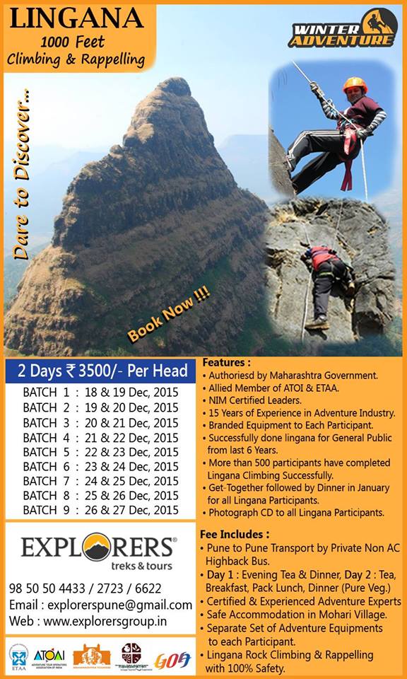Lingana 1000 feet Rock Climbing & Rappelling by Explorers in Dec, 2015