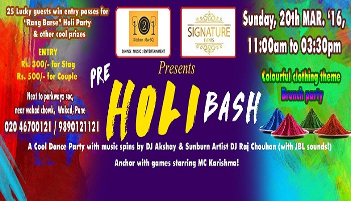Pre Holi Bash in Pune 2016 @121 Kitchen : BarBQ, Wakad