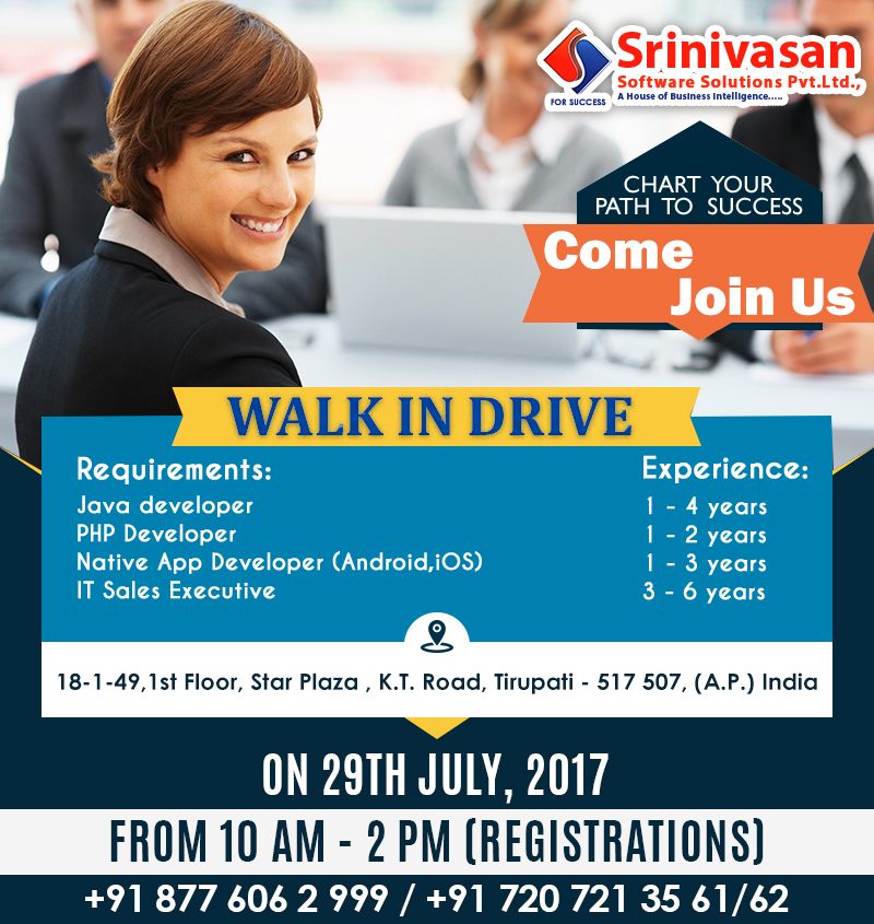 walk IN@Srinivasan Software Solutions Pvt Ltd 