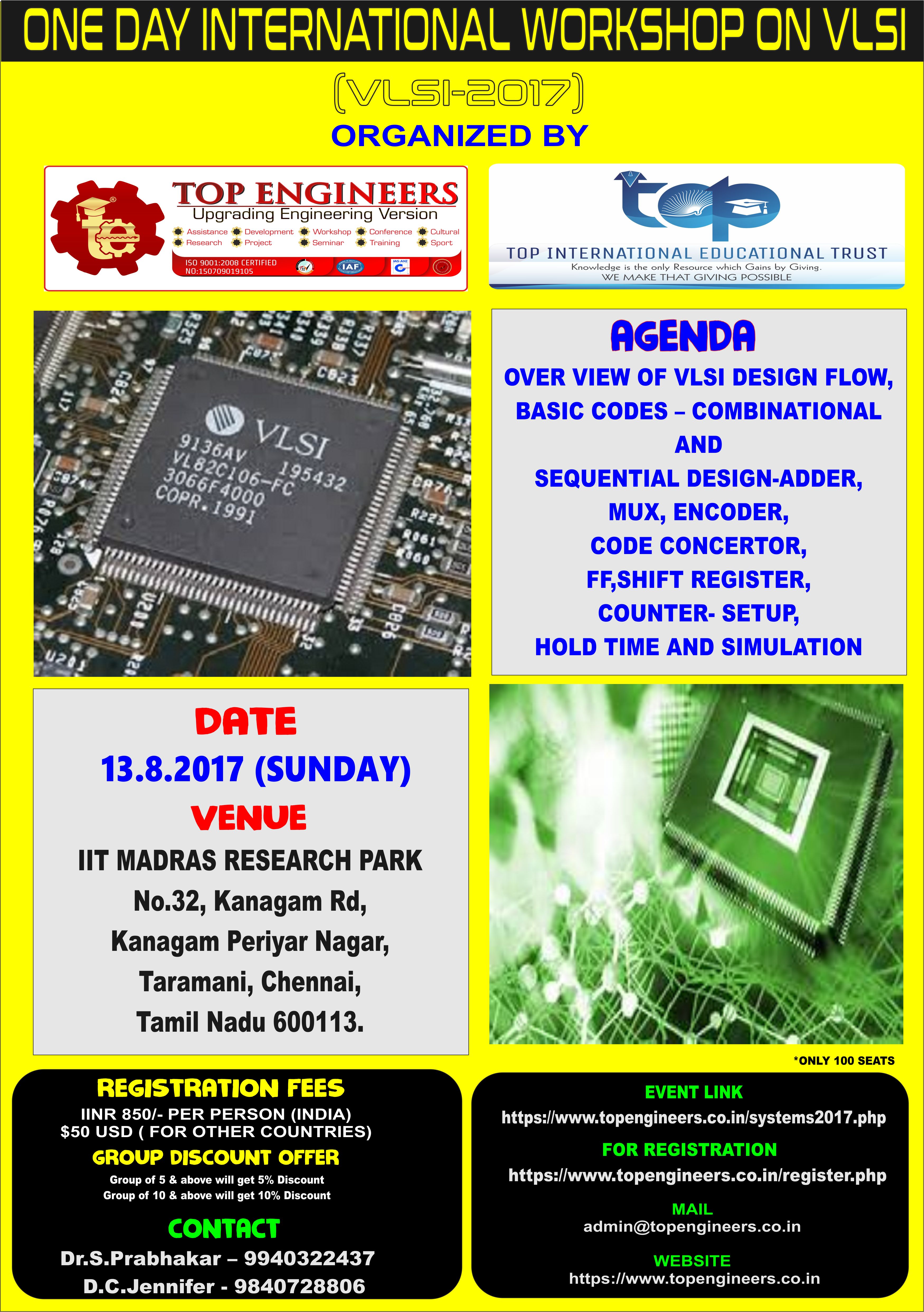 ONE DAY INTERNATIONAL WORKSHOP ON VLSI (VLSI-2017)