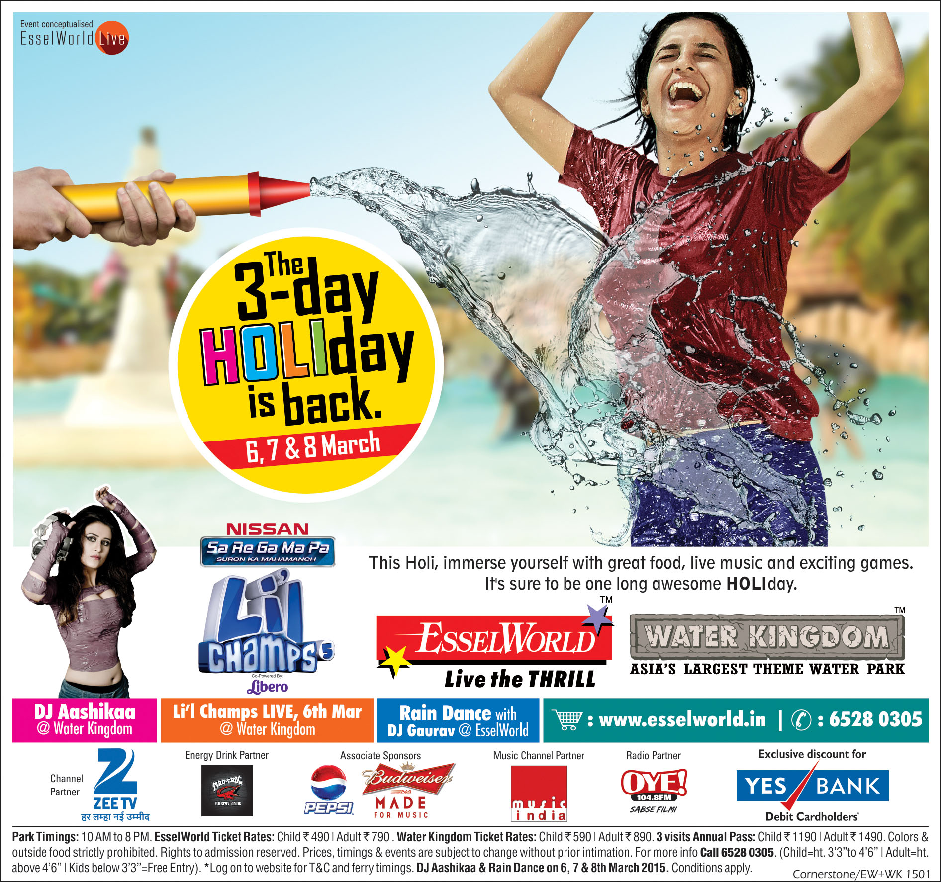 EsselWorld and Water Kingdom announces a 3 day musical Holi Weekend!